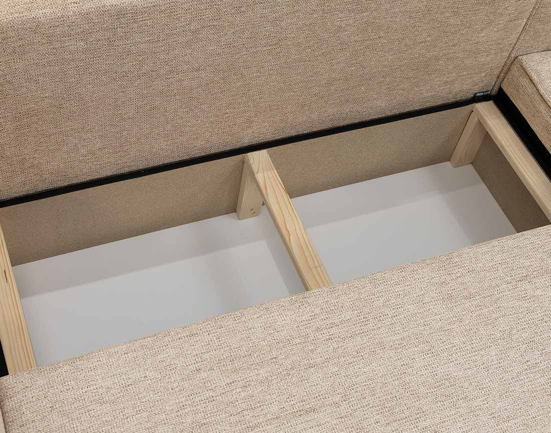 Canapé d'angle réversible 5 places convertible avec coffre en tissu texturé Cezanne Canapé d'angle réversible 5 places convertible avec coffre en tissu texturé Cezanne