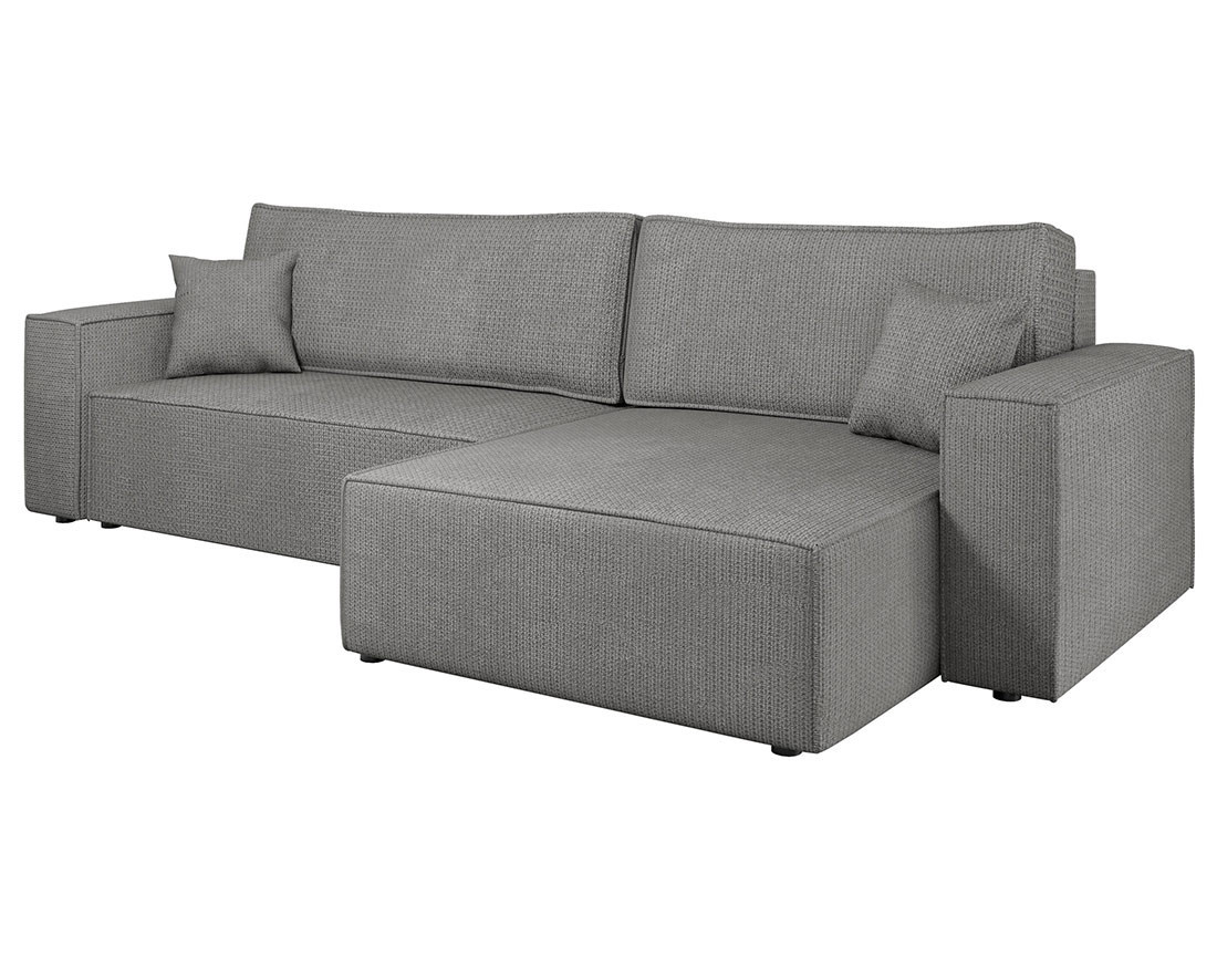 Canapé d'angle réversible 5 places convertible avec coffre en tissu texturé Cezanne