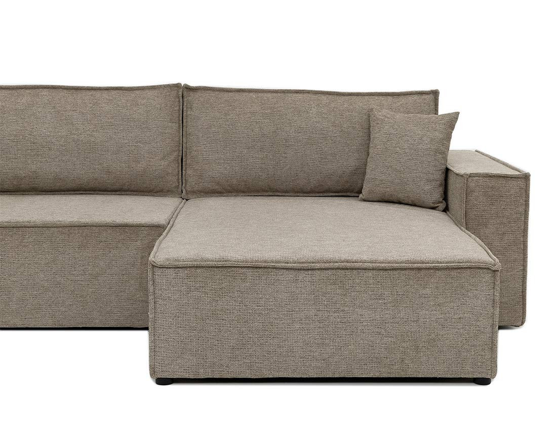 Canapé d'angle réversible 5 places convertible avec coffre en tissu texturé Cezanne