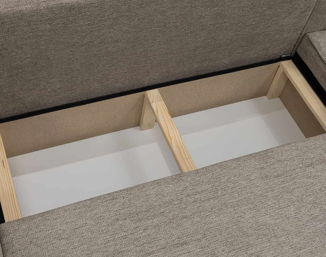 Canapé d'angle réversible 5 places convertible avec coffre en tissu texturé Cezanne