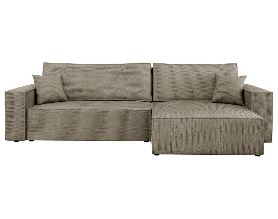 Canapé d'angle réversible 5 places convertible avec coffre en tissu texturé Cezanne