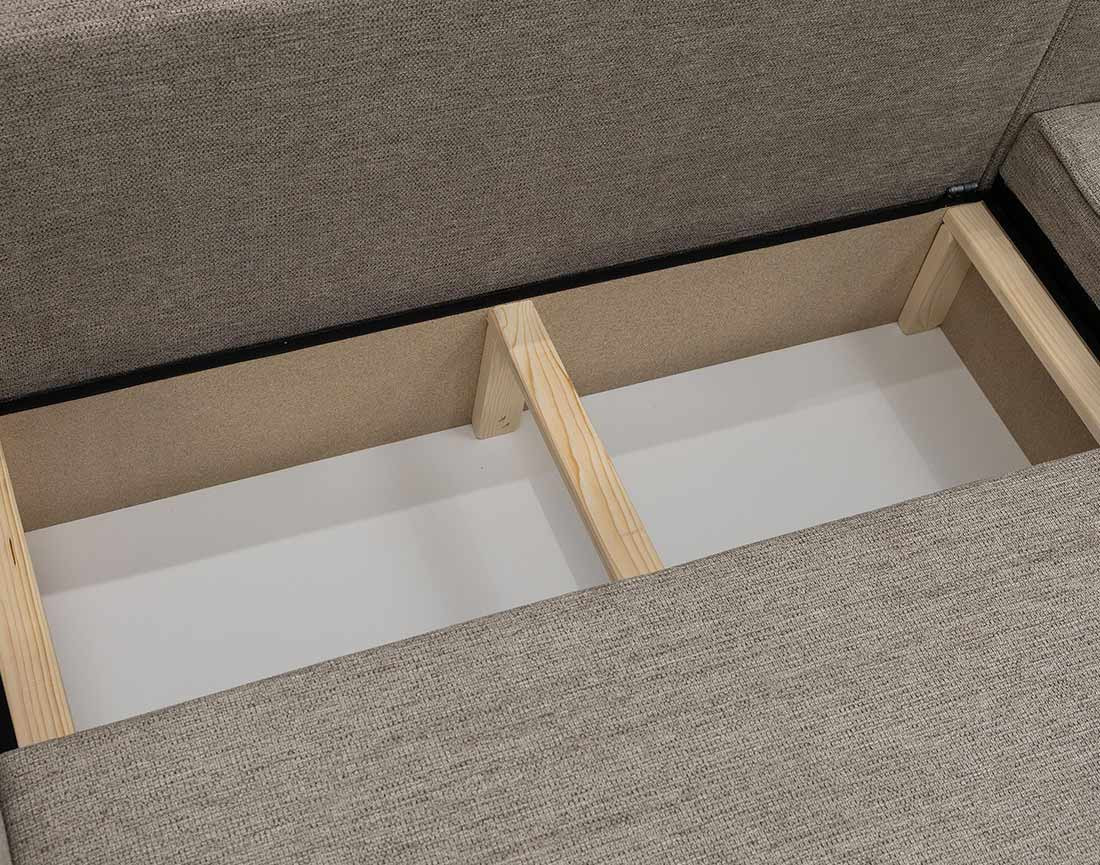 Canapé d'angle réversible 4 places convertible avec coffre en tissu texturé Cezanne