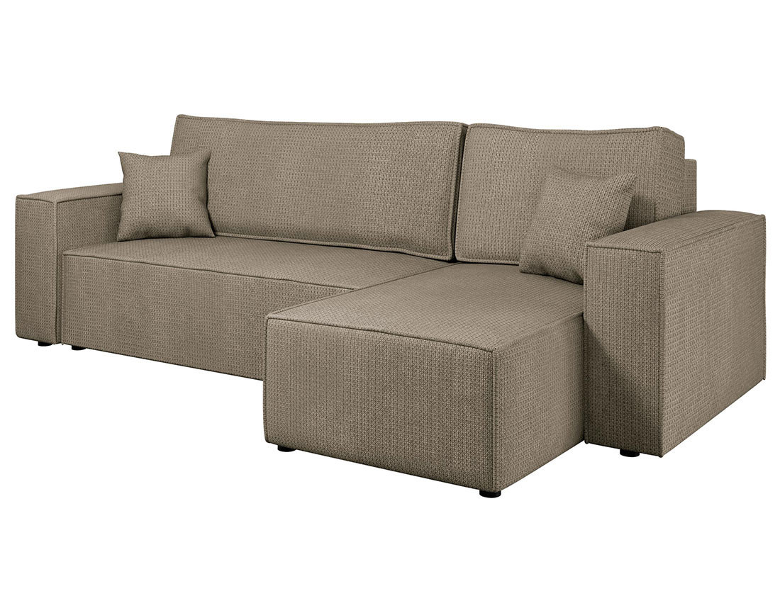 Canapé d'angle réversible 4 places convertible avec coffre en tissu texturé Cezanne