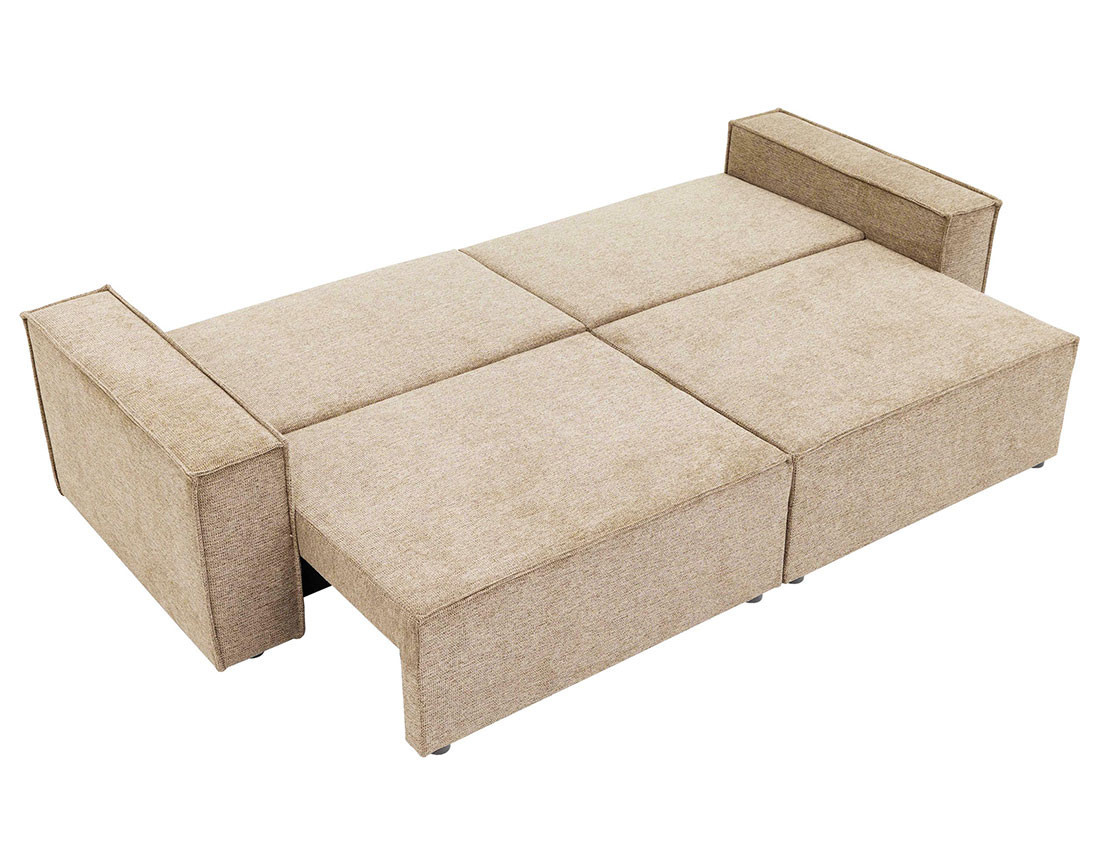 Canapé droit 3 places convertible avec coffre en tissu texturé Cezanne