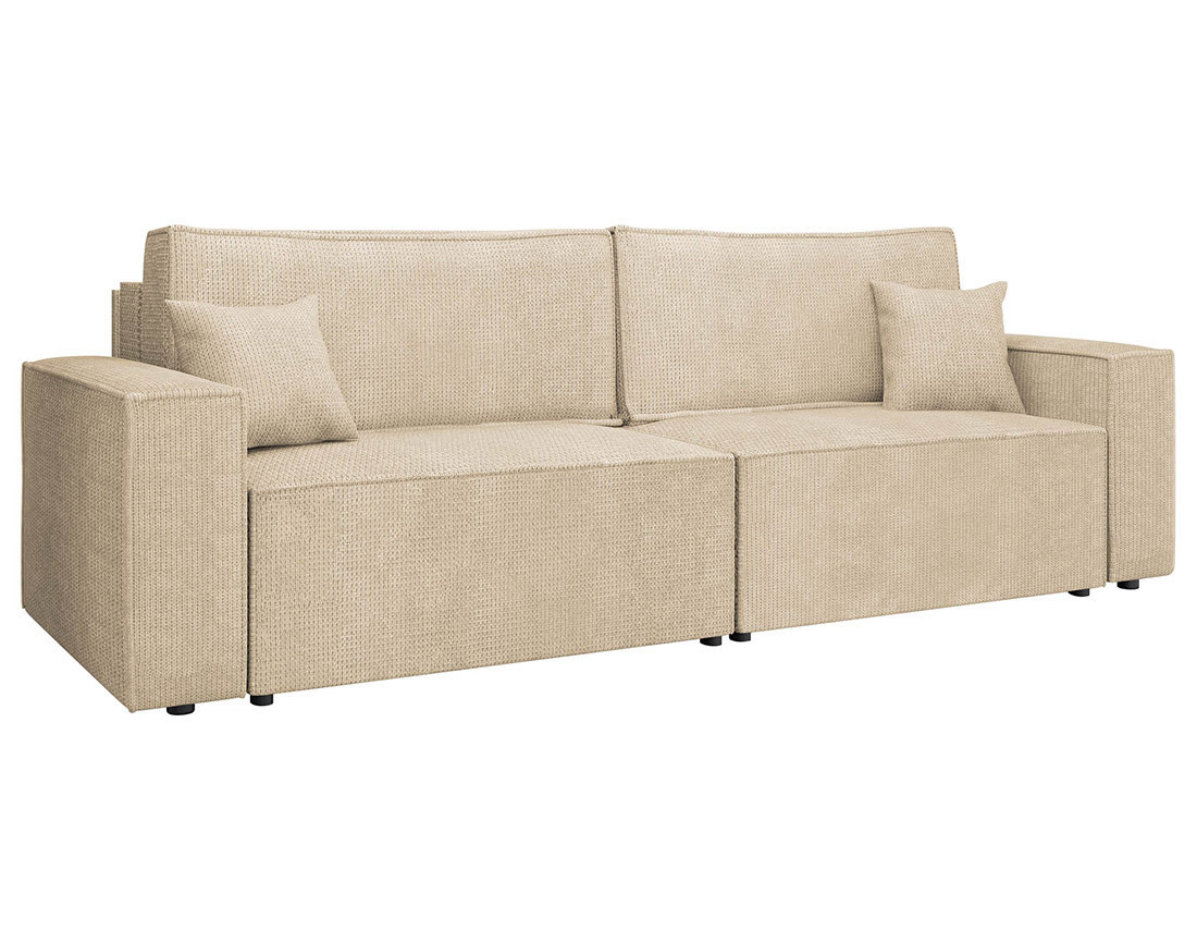 Canapé droit 3 places convertible avec coffre en tissu texturé Cezanne