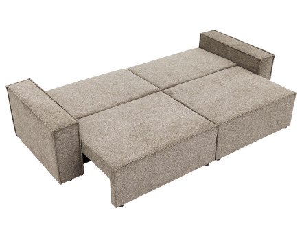 Canapé droit 3 places convertible avec coffre en tissu texturé Cezanne