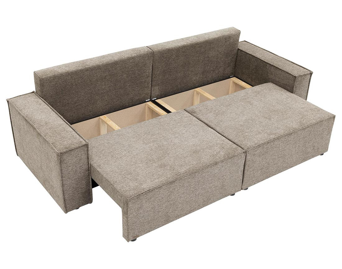 Canapé droit 3 places convertible avec coffre en tissu texturé Cezanne Canapé droit 3 places convertible avec coffre en tissu texturé Cezanne