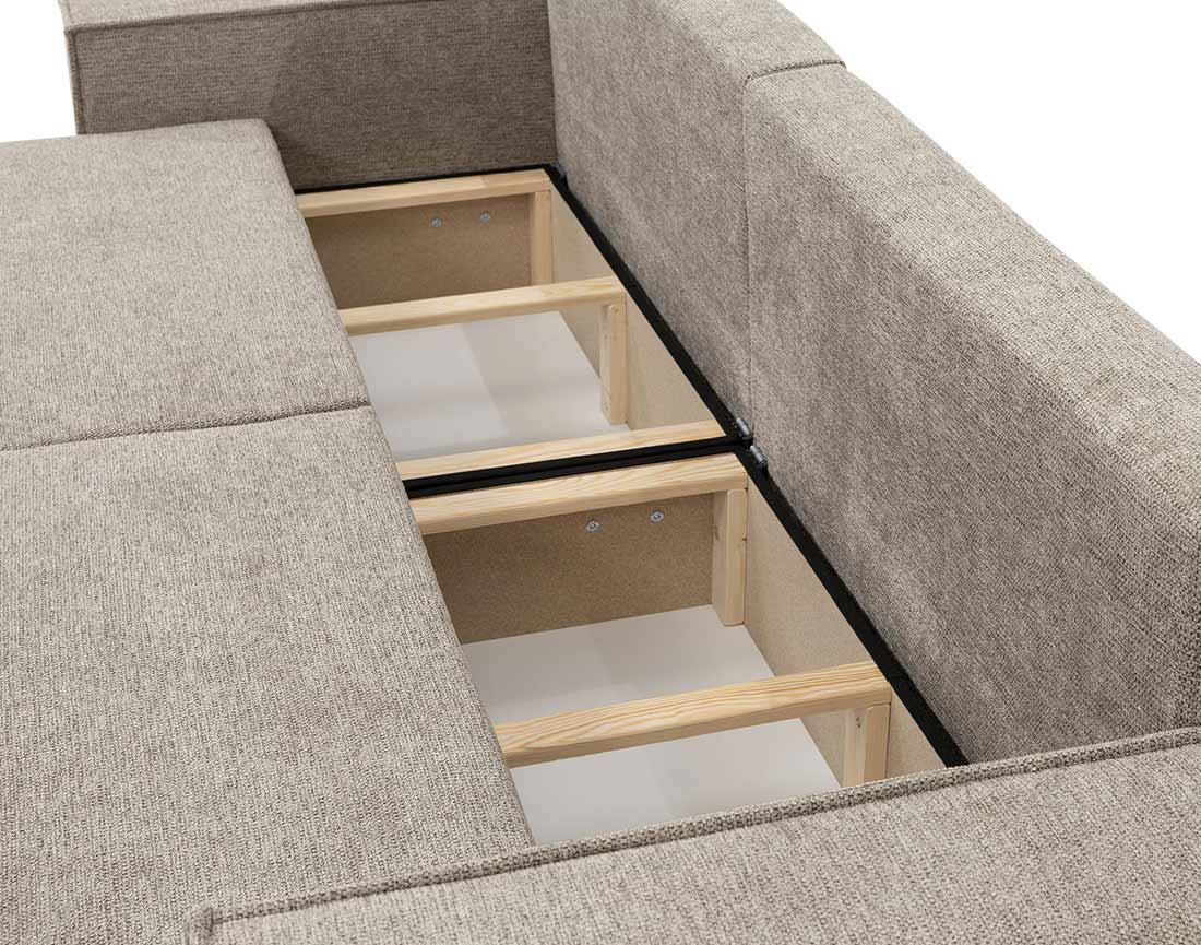 Canapé droit 3 places convertible avec coffre en tissu texturé Cezanne Canapé droit 3 places convertible avec coffre en tissu texturé Cezanne
