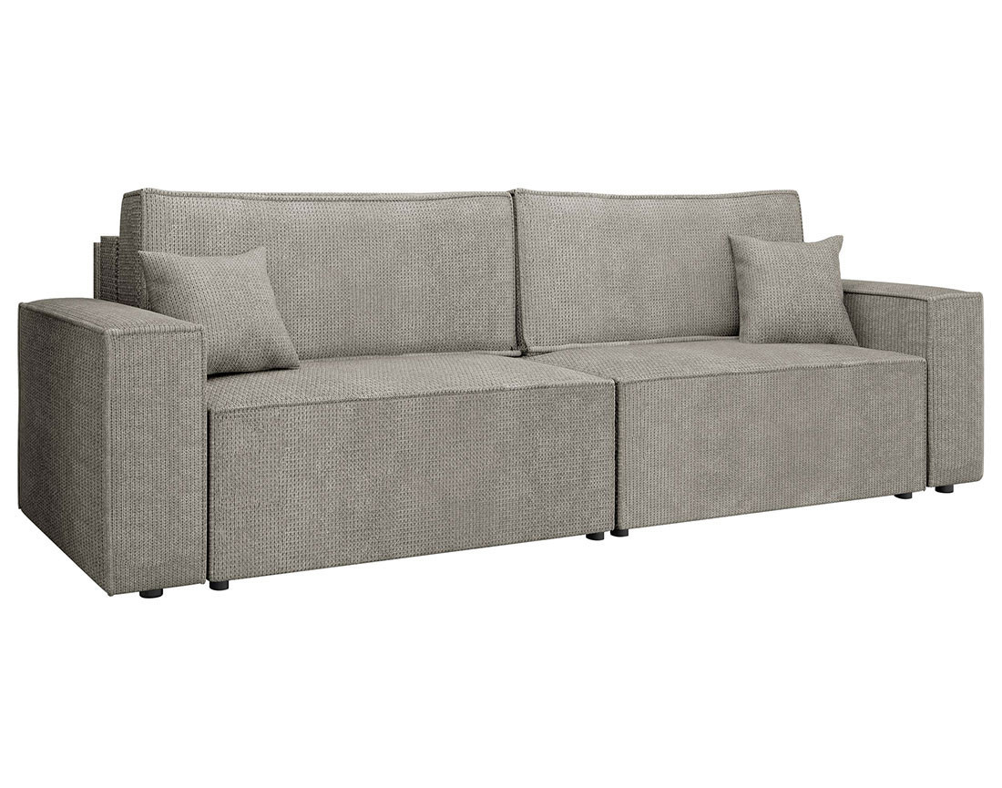 Canapé droit 3 places convertible avec coffre en tissu texturé Cezanne Canapé droit 3 places convertible avec coffre en tissu texturé Cezanne