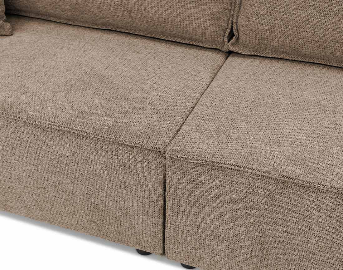 Canapé droit 3 places convertible avec coffre en tissu texturé Cezanne