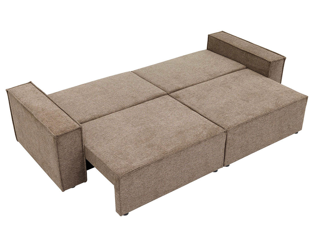 Canapé droit 3 places convertible avec coffre en tissu texturé Cezanne