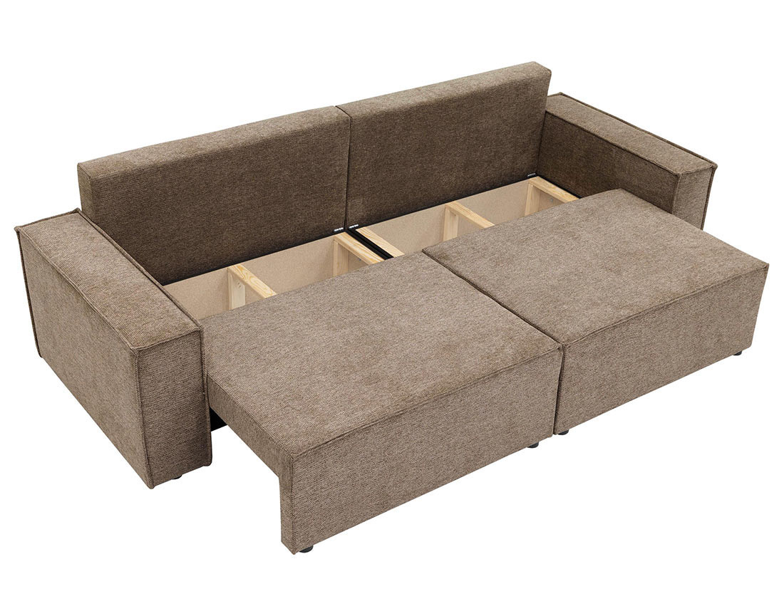 Canapé droit 3 places convertible avec coffre en tissu texturé Cezanne