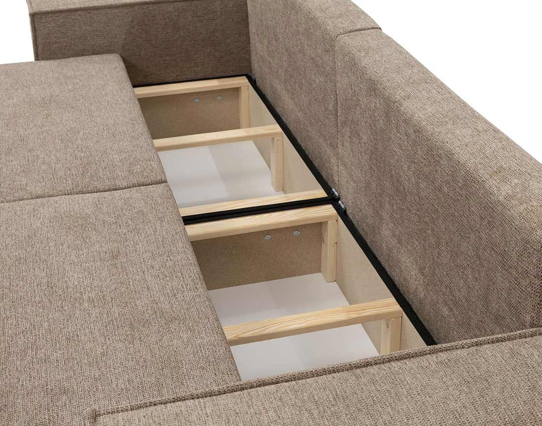 Canapé droit 3 places convertible avec coffre en tissu texturé Cezanne