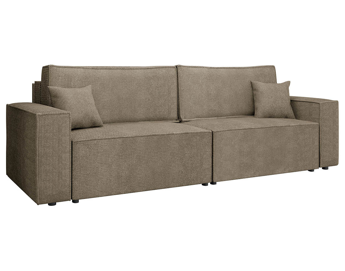 Canapé droit 3 places convertible avec coffre en tissu texturé Cezanne