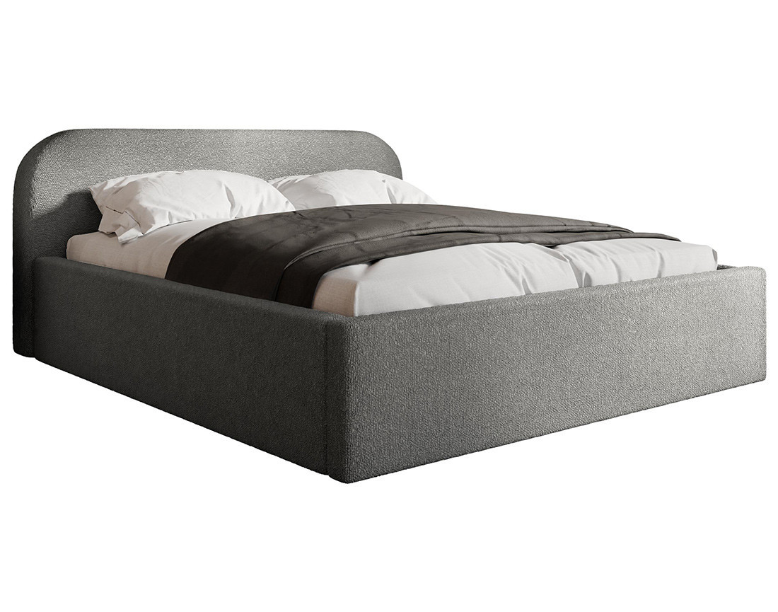 Lit coffre 140x200 cm en tissu bouclette Orane