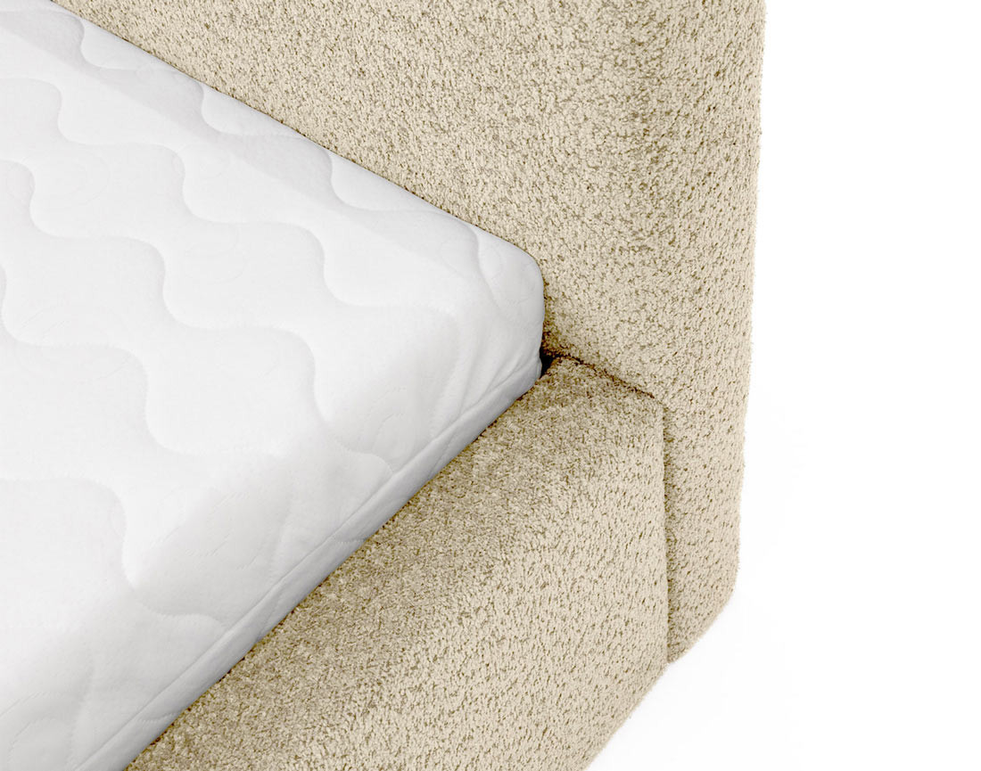 Lit coffre 160x200 cm en tissu bouclette Orane