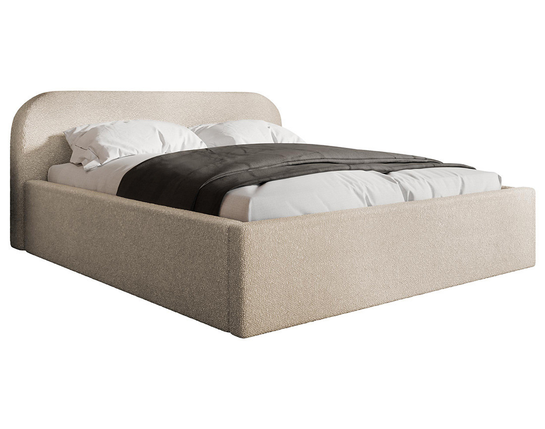 Lit coffre 180x200 cm en tissu bouclette Orane