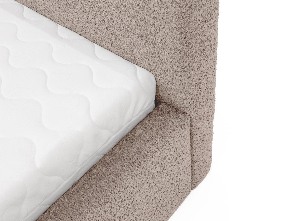 Lit coffre 180x200 cm en tissu bouclette Orane