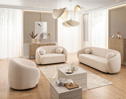 Fauteuil en tissu bouclette Flore