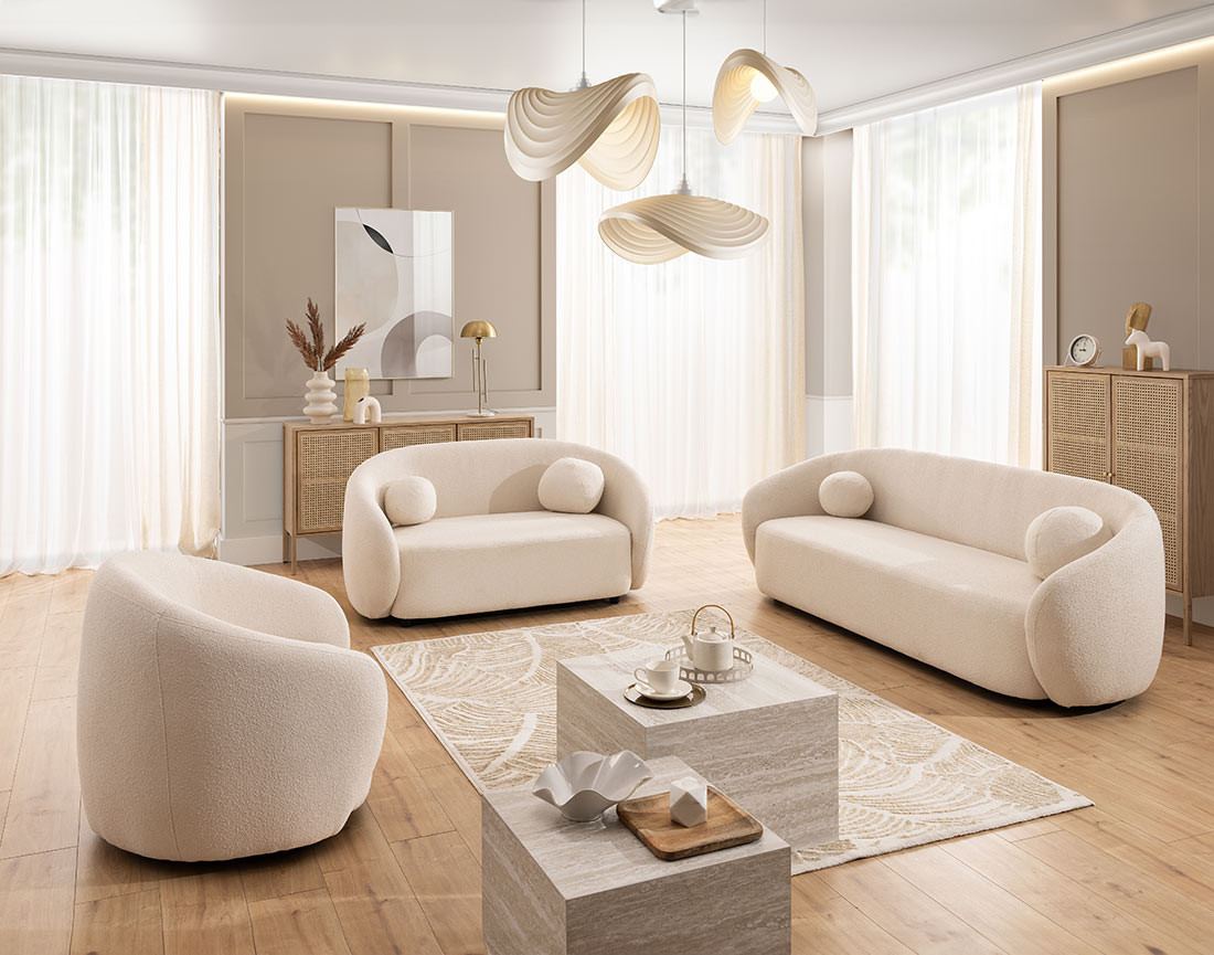 Fauteuil en tissu bouclette Flore