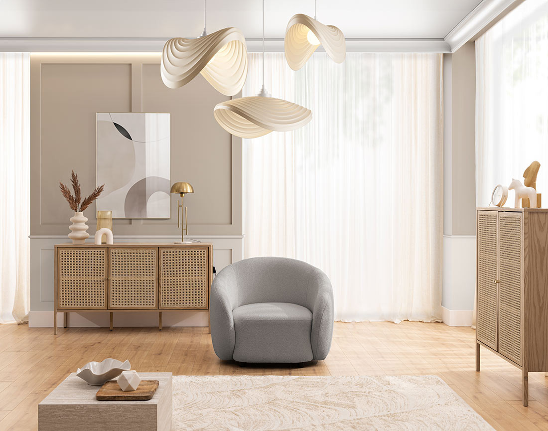 Fauteuil en tissu bouclette Flore