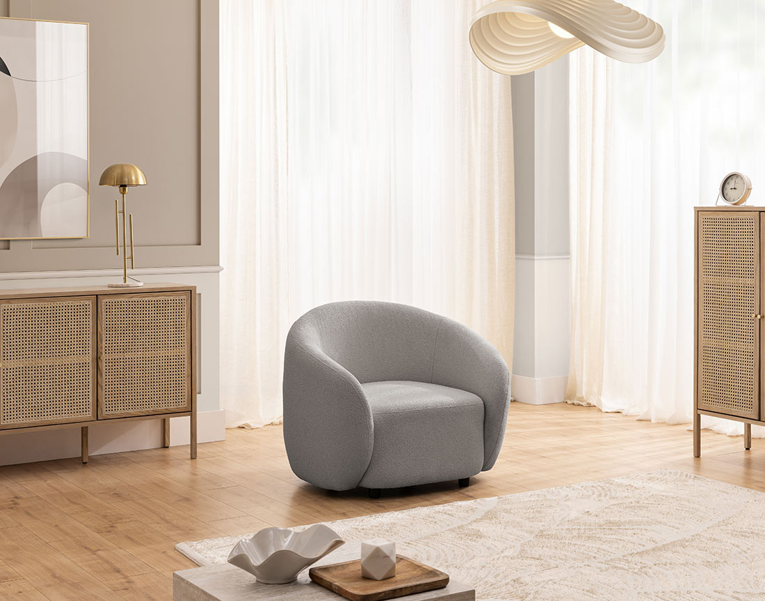 Fauteuil en tissu bouclette Flore