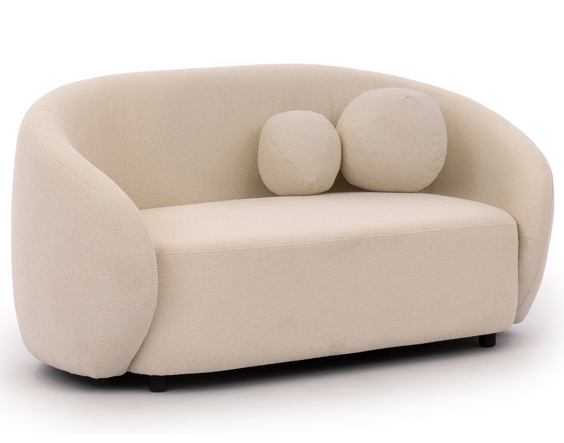 Canapé droit 2 places en tissu bouclette Flore