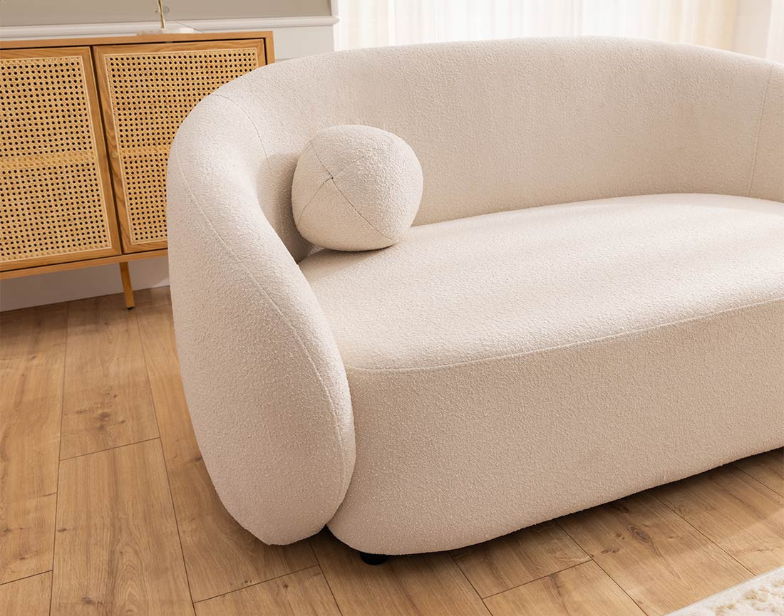 Canapé droit 2 places en tissu bouclette Flore