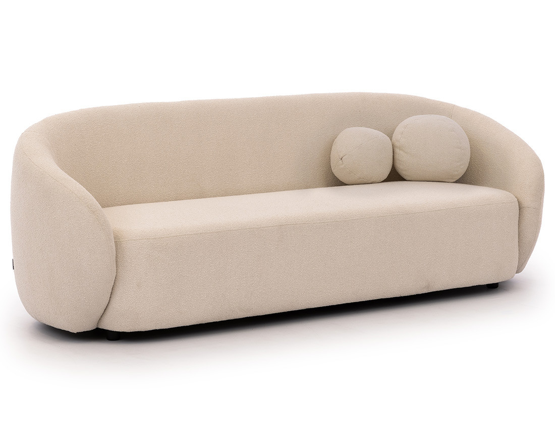 Canapé droit 3 places en tissu bouclette Flore