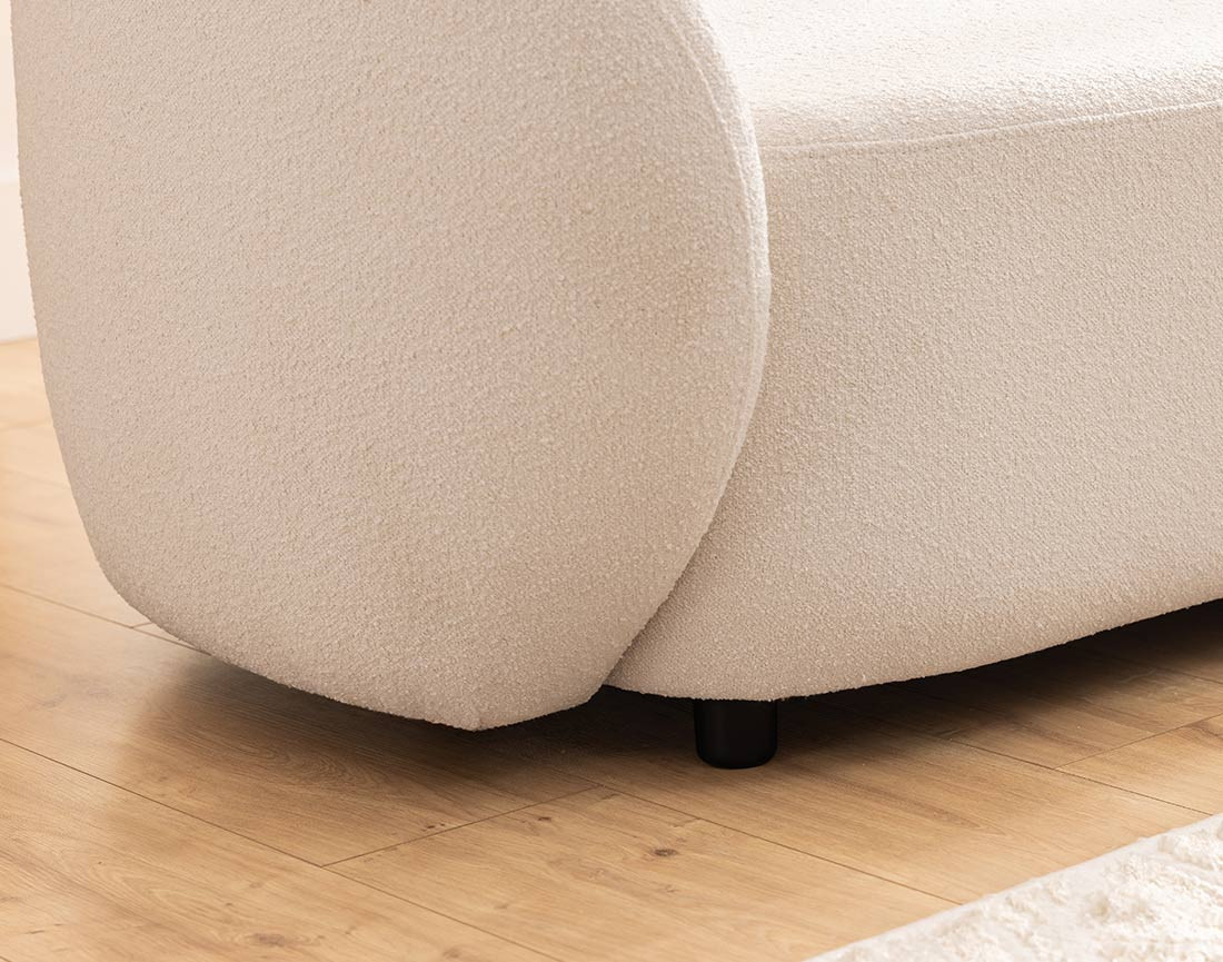 Canapé droit 3 places en tissu bouclette Flore