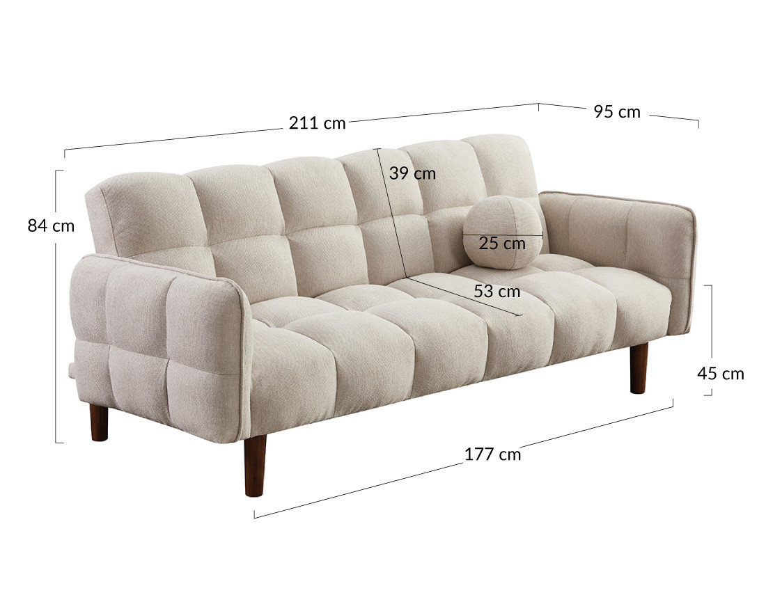 Canapé convertible clic-clac 2 places bubble en tissu texturé Adam