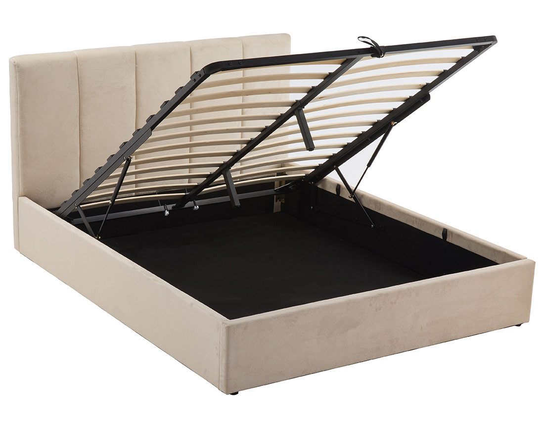 Lit coffre 160x200 cm en velours sommier inclus Beanie