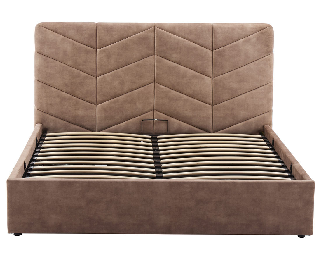 Lit coffre 160x200 cm en velours sommier inclus Peonis