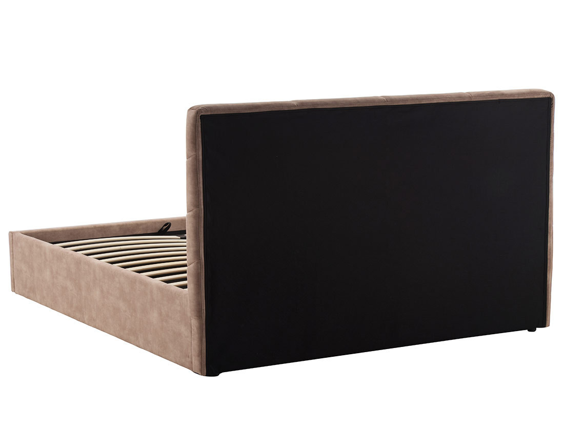 Lit coffre 160x200 cm en velours sommier inclus Peonis