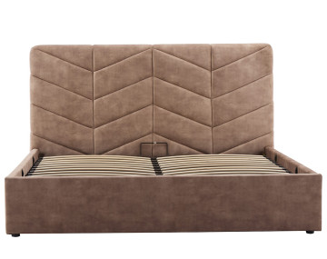 Lit coffre 160x200 cm en velours sommier inclus Peonis