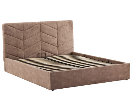Lit coffre 160x200 cm en velours sommier inclus Peonis