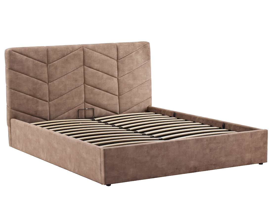 Lit coffre 160x200 cm en velours sommier inclus Peonis