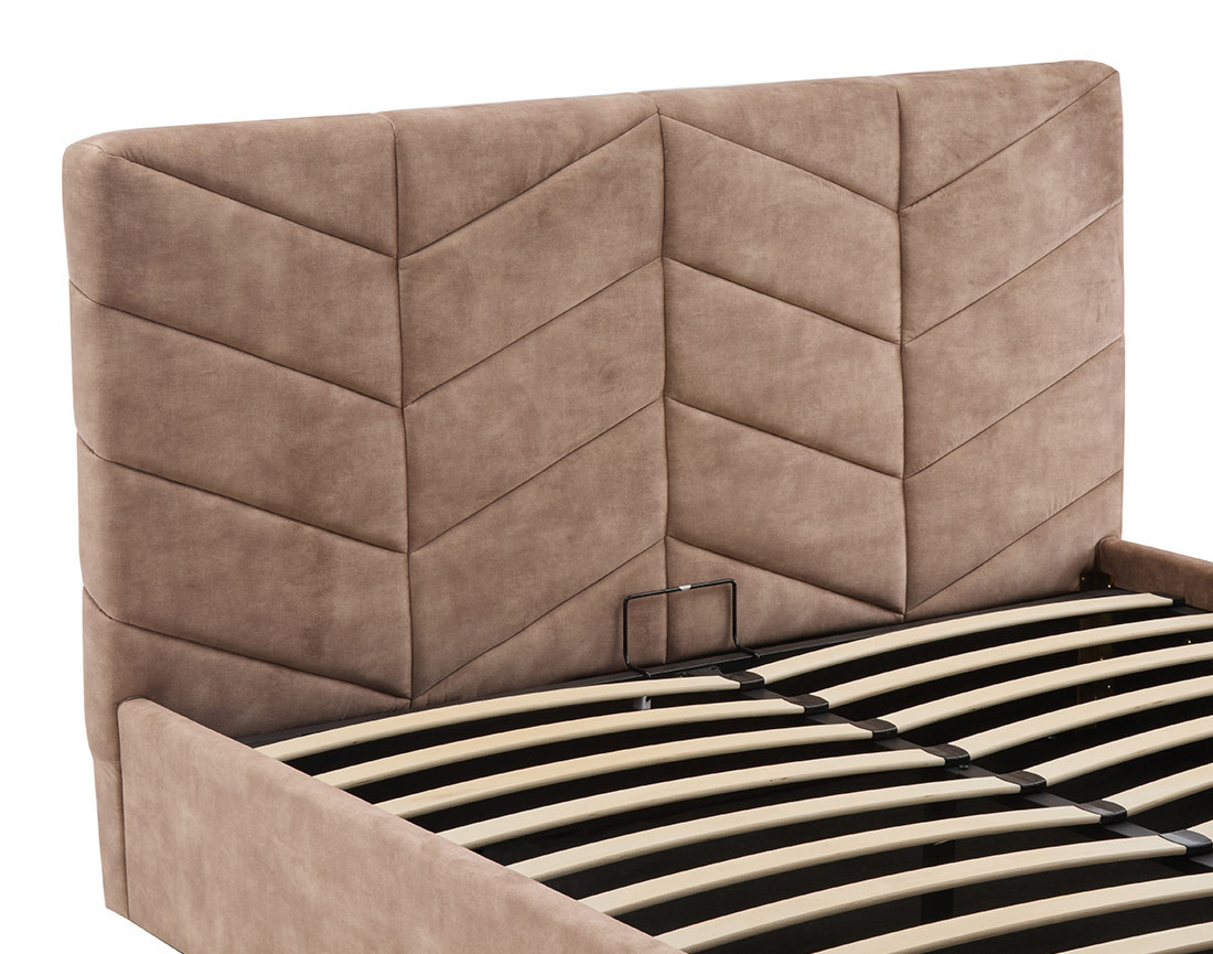 Lit coffre 160x200 cm en velours sommier inclus Peonis