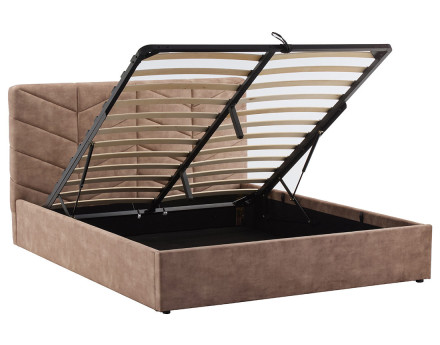 Lit coffre 160x200 cm en velours sommier inclus Peonis