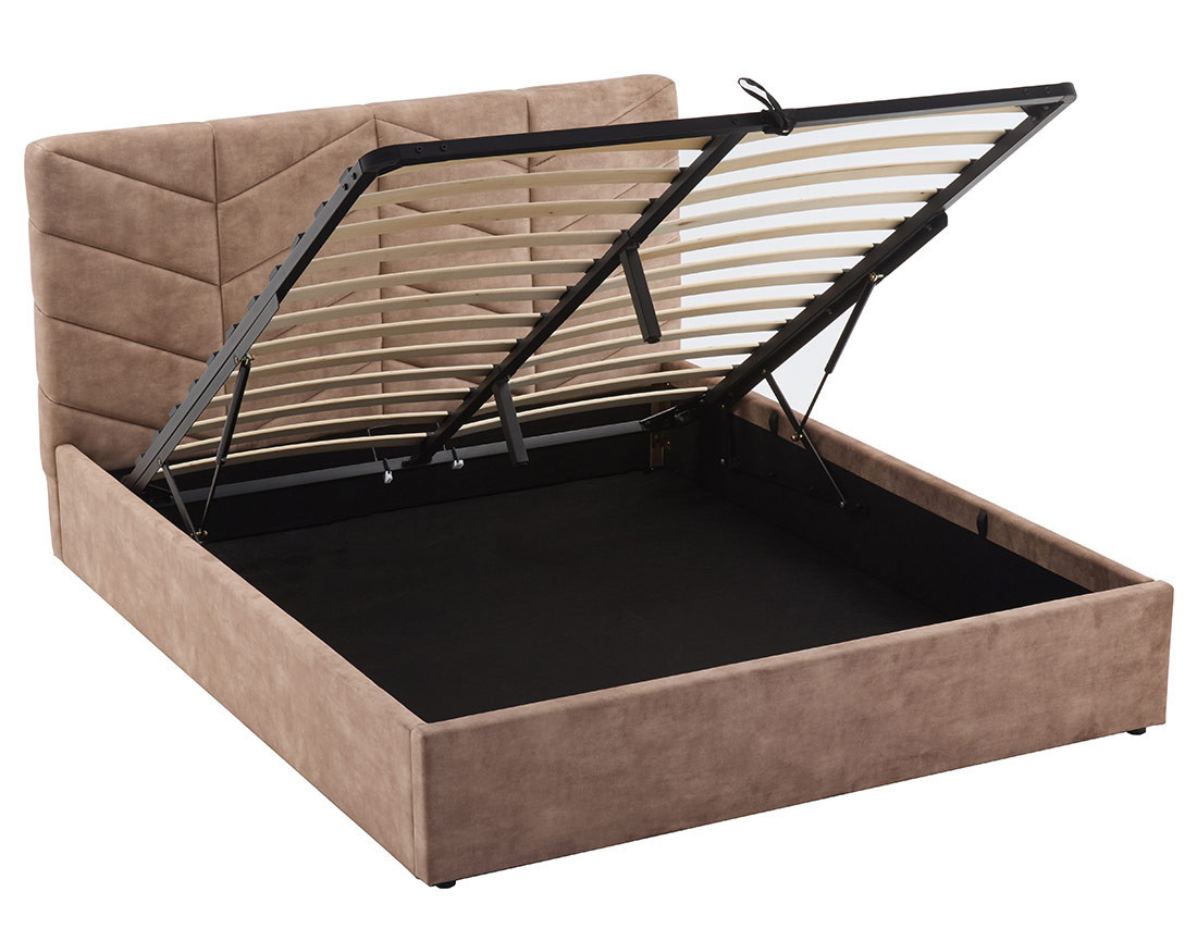 Lit coffre 160x200 cm en velours sommier inclus Peonis