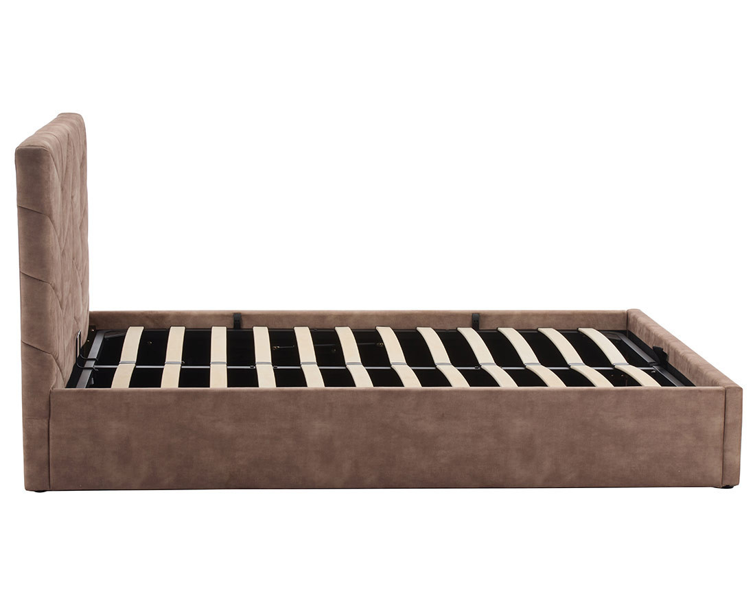 Lit coffre 160x200 cm en velours sommier inclus Peonis