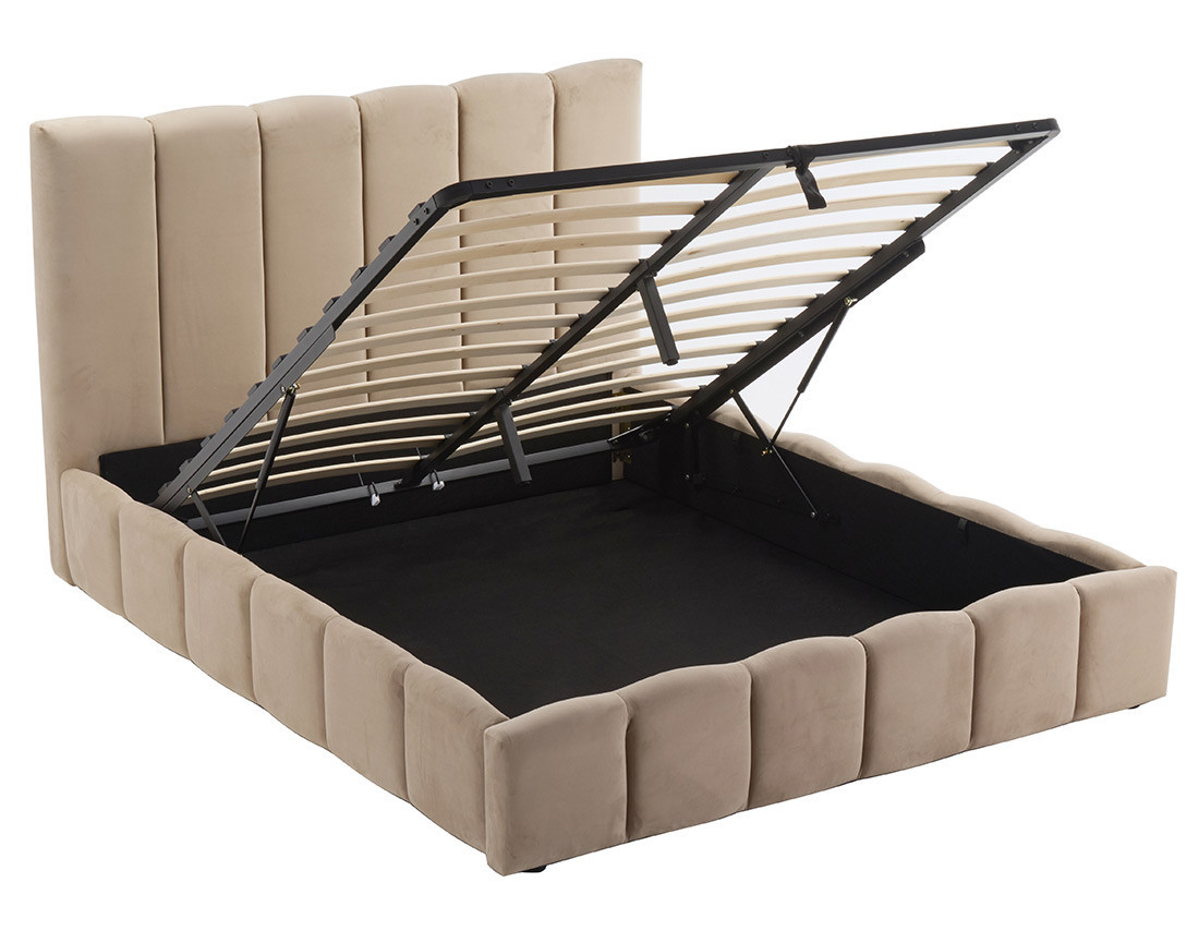 Lit coffre 160x200 cm en velours sommier inclus Mermaid