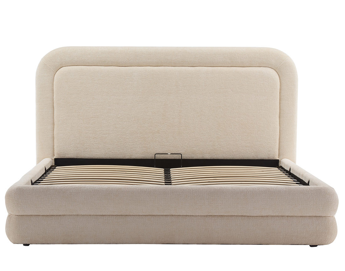 Lit coffre 160x200 cm en velours texturé sommier inclus Babel