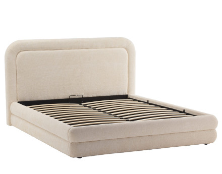 Lit coffre 160x200 cm en velours texturé sommier inclus Babel