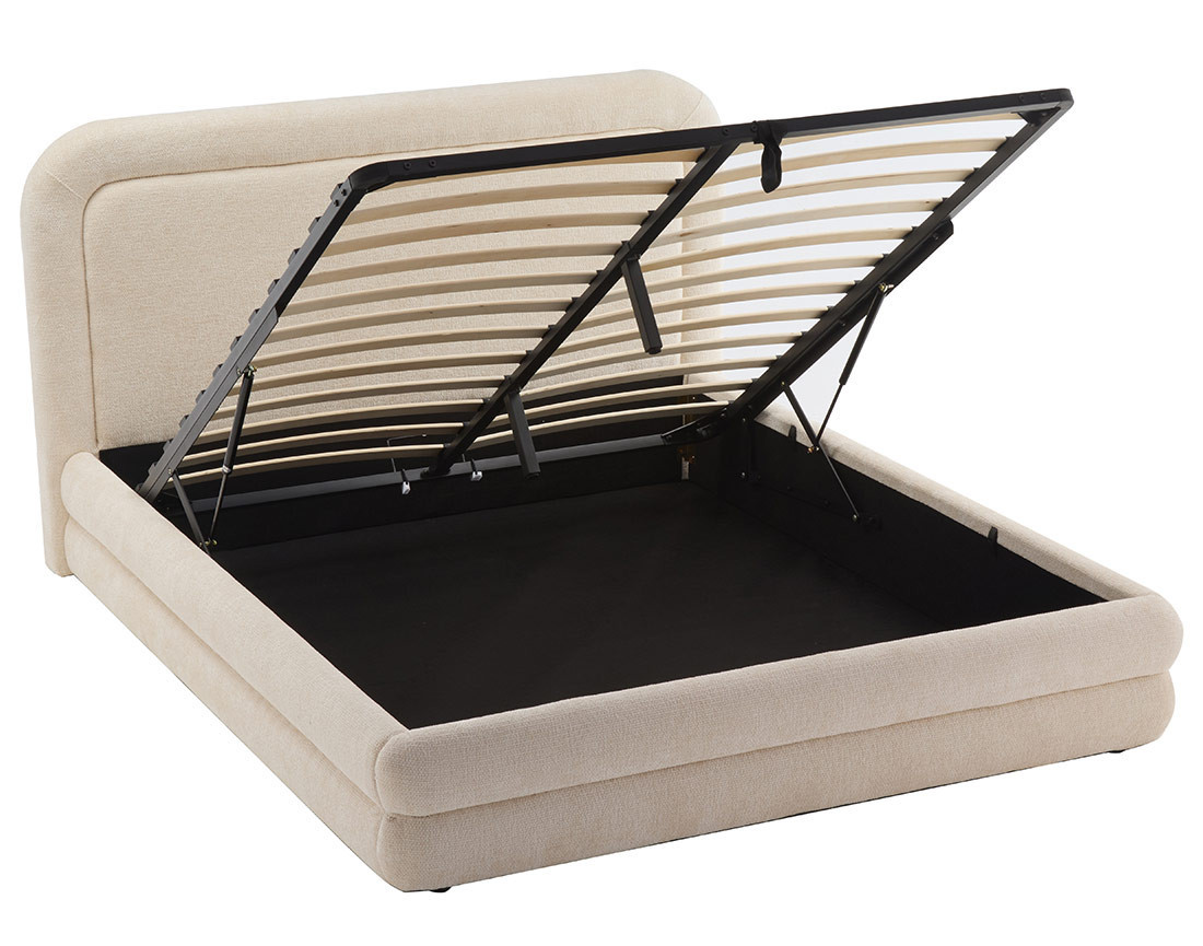 Lit coffre 160x200 cm en velours texturé sommier inclus Babel