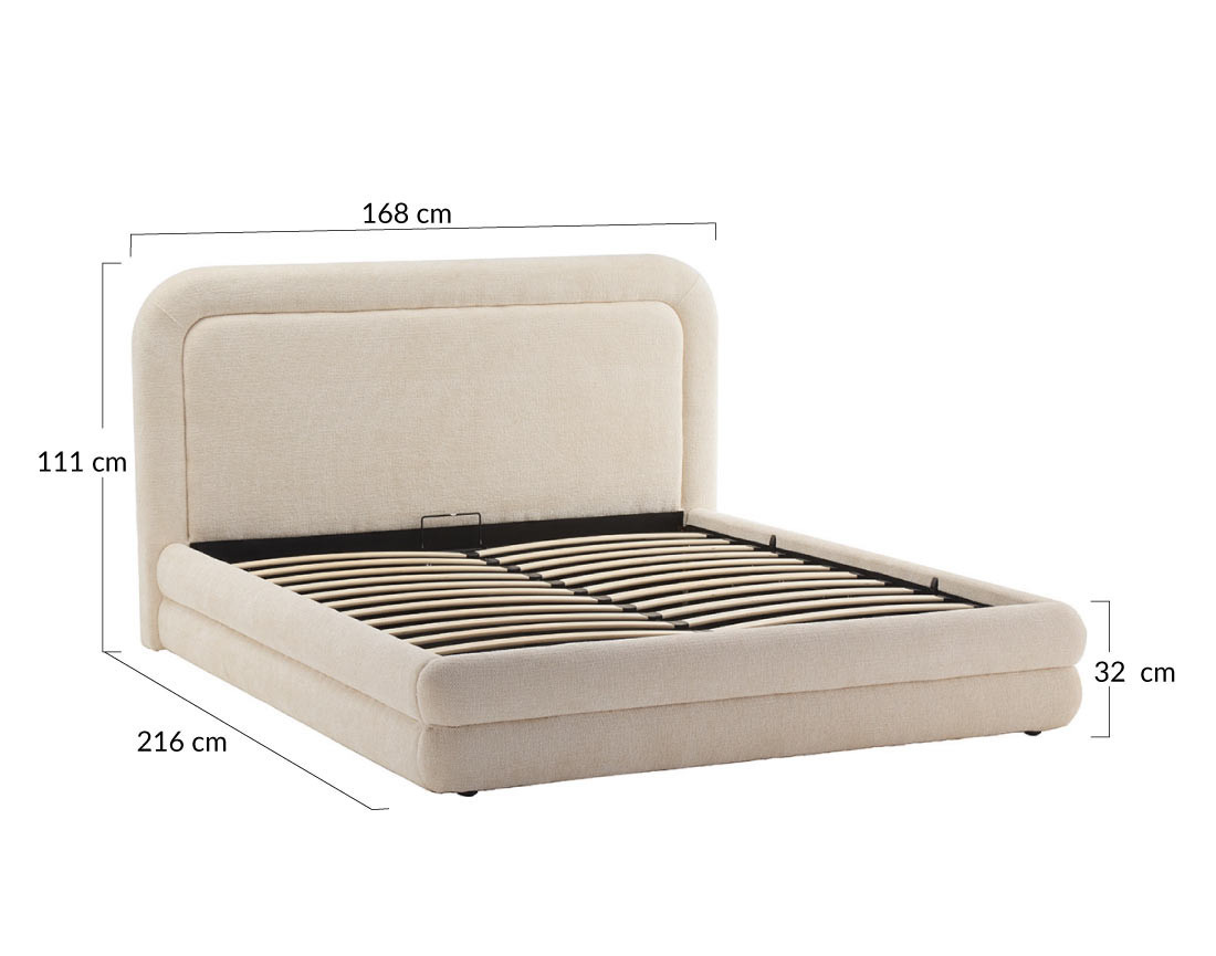 Lit coffre 160x200 cm en velours texturé sommier inclus Babel