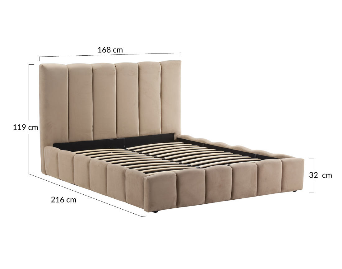 Lit coffre 160x200 cm en velours sommier inclus Mermaid