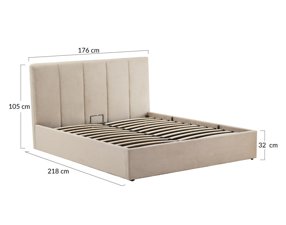 Lit coffre 160x200 cm en velours sommier inclus Beanie
