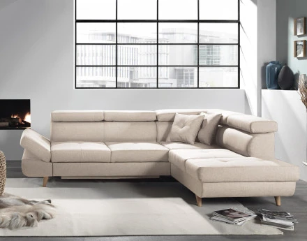 Linea - Canapé d'angle droit convertible - 5 places - avec têtières