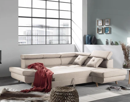 Linea - Canapé d'angle droit convertible - 5 places - avec têtières